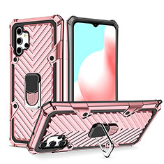 Coque Contour Silicone et Plastique Housse Etui Mat avec Magnetique Support Bague Anneau YF1 pour Samsung Galaxy A32 4G Or Rose