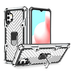 Coque Contour Silicone et Plastique Housse Etui Mat avec Magnetique Support Bague Anneau YF1 pour Samsung Galaxy A32 5G Argent