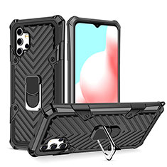 Coque Contour Silicone et Plastique Housse Etui Mat avec Magnetique Support Bague Anneau YF1 pour Samsung Galaxy A32 5G Noir