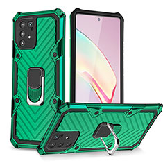 Coque Contour Silicone et Plastique Housse Etui Mat avec Magnetique Support Bague Anneau YF1 pour Samsung Galaxy A91 Vert