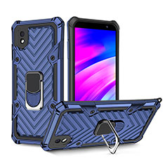 Coque Contour Silicone et Plastique Housse Etui Mat avec Magnetique Support Bague Anneau YF1 pour Samsung Galaxy M01 Core Bleu
