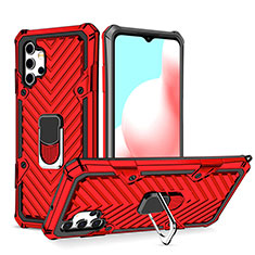 Coque Contour Silicone et Plastique Housse Etui Mat avec Magnetique Support Bague Anneau YF1 pour Samsung Galaxy M32 5G Rouge