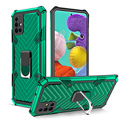 Coque Contour Silicone et Plastique Housse Etui Mat avec Magnetique Support Bague Anneau YF1 pour Samsung Galaxy M40S Vert