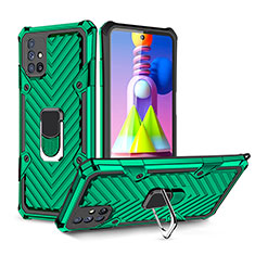 Coque Contour Silicone et Plastique Housse Etui Mat avec Magnetique Support Bague Anneau YF1 pour Samsung Galaxy M51 Vert