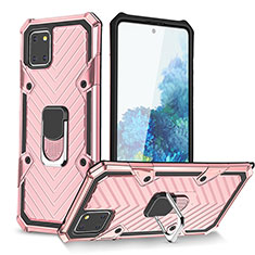 Coque Contour Silicone et Plastique Housse Etui Mat avec Magnetique Support Bague Anneau YF1 pour Samsung Galaxy M60s Or Rose