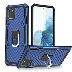 Coque Contour Silicone et Plastique Housse Etui Mat avec Magnetique Support Bague Anneau YF1 pour Samsung Galaxy Note 10 Lite Bleu