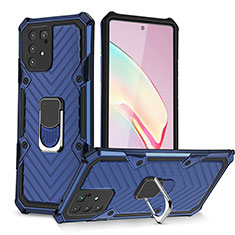 Coque Contour Silicone et Plastique Housse Etui Mat avec Magnetique Support Bague Anneau YF1 pour Samsung Galaxy S10 Lite Bleu