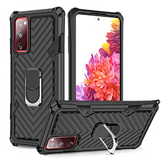 Coque Contour Silicone et Plastique Housse Etui Mat avec Magnetique Support Bague Anneau YF1 pour Samsung Galaxy S20 FE (2022) 5G Noir