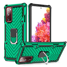 Coque Contour Silicone et Plastique Housse Etui Mat avec Magnetique Support Bague Anneau YF1 pour Samsung Galaxy S20 FE (2022) 5G Vert