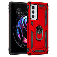 Coque Contour Silicone et Plastique Housse Etui Mat avec Magnetique Support Bague Anneau Z01 pour Motorola Moto Edge 20 Pro 5G Rouge