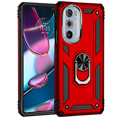 Coque Contour Silicone et Plastique Housse Etui Mat avec Magnetique Support Bague Anneau Z01 pour Motorola Moto Edge 30 Pro 5G Rouge