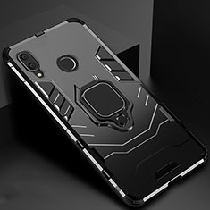 Coque Contour Silicone et Plastique Housse Etui Mat avec Magnetique Support Bague Anneau Z01 pour Xiaomi Redmi 7 Noir