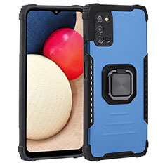 Coque Contour Silicone et Plastique Housse Etui Mat avec Magnetique Support Bague Anneau ZJ1 pour Samsung Galaxy A02s Bleu