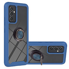 Coque Contour Silicone et Plastique Housse Etui Mat avec Magnetique Support Bague Anneau ZJ1 pour Samsung Galaxy A15 4G Bleu