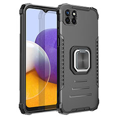 Coque Contour Silicone et Plastique Housse Etui Mat avec Magnetique Support Bague Anneau ZJ1 pour Samsung Galaxy A22s 5G Noir