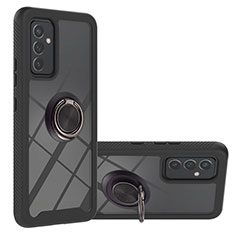 Coque Contour Silicone et Plastique Housse Etui Mat avec Magnetique Support Bague Anneau ZJ1 pour Samsung Galaxy A82 5G Noir