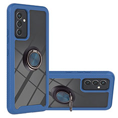 Coque Contour Silicone et Plastique Housse Etui Mat avec Magnetique Support Bague Anneau ZJ1 pour Samsung Galaxy M54 5G Bleu