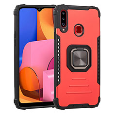 Coque Contour Silicone et Plastique Housse Etui Mat avec Magnetique Support Bague Anneau ZJ2 pour Samsung Galaxy A20s Rouge