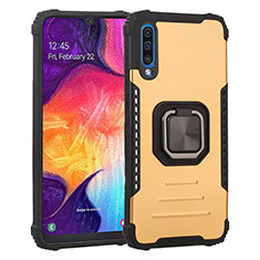 Coque Contour Silicone et Plastique Housse Etui Mat avec Magnetique Support Bague Anneau ZJ2 pour Samsung Galaxy A50 Or