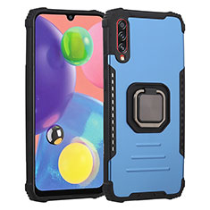 Coque Contour Silicone et Plastique Housse Etui Mat avec Magnetique Support Bague Anneau ZJ2 pour Samsung Galaxy A70 Bleu