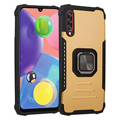 Coque Contour Silicone et Plastique Housse Etui Mat avec Magnetique Support Bague Anneau ZJ2 pour Samsung Galaxy A70 Or