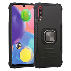 Coque Contour Silicone et Plastique Housse Etui Mat avec Magnetique Support Bague Anneau ZJ2 pour Samsung Galaxy A70S Noir