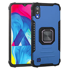 Coque Contour Silicone et Plastique Housse Etui Mat avec Magnetique Support Bague Anneau ZJ2 pour Samsung Galaxy M10 Bleu