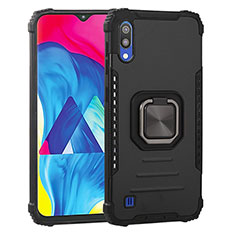 Coque Contour Silicone et Plastique Housse Etui Mat avec Magnetique Support Bague Anneau ZJ2 pour Samsung Galaxy M10 Noir