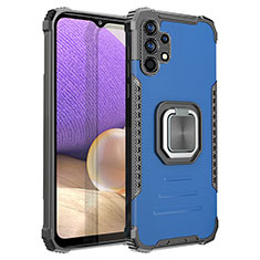 Coque Contour Silicone et Plastique Housse Etui Mat avec Magnetique Support Bague Anneau ZJ2 pour Samsung Galaxy M32 5G Bleu