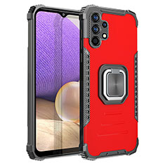 Coque Contour Silicone et Plastique Housse Etui Mat avec Magnetique Support Bague Anneau ZJ2 pour Samsung Galaxy M32 5G Rouge