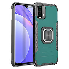 Coque Contour Silicone et Plastique Housse Etui Mat avec Magnetique Support Bague Anneau ZJ2 pour Xiaomi Redmi 9 Power Vert