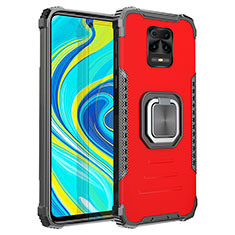 Coque Contour Silicone et Plastique Housse Etui Mat avec Magnetique Support Bague Anneau ZJ2 pour Xiaomi Redmi Note 9 Pro Max Rouge