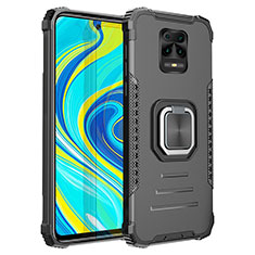 Coque Contour Silicone et Plastique Housse Etui Mat avec Magnetique Support Bague Anneau ZJ2 pour Xiaomi Redmi Note 9S Noir