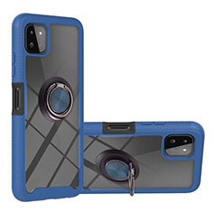 Coque Contour Silicone et Plastique Housse Etui Mat avec Magnetique Support Bague Anneau ZJ5 pour Samsung Galaxy A22s 5G Bleu