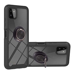 Coque Contour Silicone et Plastique Housse Etui Mat avec Magnetique Support Bague Anneau ZJ5 pour Samsung Galaxy A22s 5G Noir