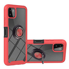 Coque Contour Silicone et Plastique Housse Etui Mat avec Magnetique Support Bague Anneau ZJ5 pour Samsung Galaxy F42 5G Rouge