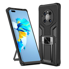 Coque Contour Silicone et Plastique Housse Etui Mat avec Magnetique Support Bague Anneau ZL1 pour Huawei Mate 40 Pro Noir