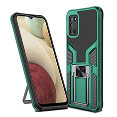 Coque Contour Silicone et Plastique Housse Etui Mat avec Magnetique Support Bague Anneau ZL1 pour Samsung Galaxy A03s Vert