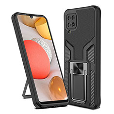 Coque Contour Silicone et Plastique Housse Etui Mat avec Magnetique Support Bague Anneau ZL1 pour Samsung Galaxy A12 5G Noir