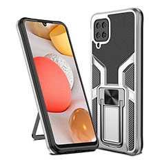 Coque Contour Silicone et Plastique Housse Etui Mat avec Magnetique Support Bague Anneau ZL1 pour Samsung Galaxy A12 Argent