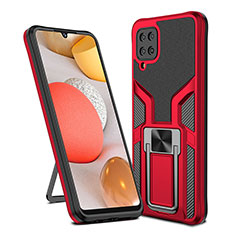 Coque Contour Silicone et Plastique Housse Etui Mat avec Magnetique Support Bague Anneau ZL1 pour Samsung Galaxy A12 Nacho Rouge