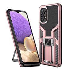 Coque Contour Silicone et Plastique Housse Etui Mat avec Magnetique Support Bague Anneau ZL1 pour Samsung Galaxy A32 4G Or Rose