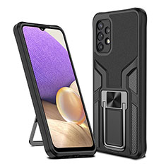 Coque Contour Silicone et Plastique Housse Etui Mat avec Magnetique Support Bague Anneau ZL1 pour Samsung Galaxy A32 5G Noir