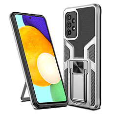 Coque Contour Silicone et Plastique Housse Etui Mat avec Magnetique Support Bague Anneau ZL1 pour Samsung Galaxy A52 4G Argent