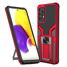 Coque Contour Silicone et Plastique Housse Etui Mat avec Magnetique Support Bague Anneau ZL1 pour Samsung Galaxy A72 4G Rouge