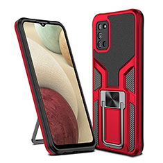 Coque Contour Silicone et Plastique Housse Etui Mat avec Magnetique Support Bague Anneau ZL1 pour Samsung Galaxy F02S SM-E025F Rouge