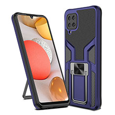 Coque Contour Silicone et Plastique Housse Etui Mat avec Magnetique Support Bague Anneau ZL1 pour Samsung Galaxy M12 Bleu