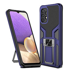 Coque Contour Silicone et Plastique Housse Etui Mat avec Magnetique Support Bague Anneau ZL1 pour Samsung Galaxy M32 5G Bleu