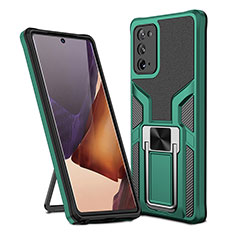 Coque Contour Silicone et Plastique Housse Etui Mat avec Magnetique Support Bague Anneau ZL1 pour Samsung Galaxy Note 20 5G Vert