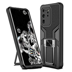 Coque Contour Silicone et Plastique Housse Etui Mat avec Magnetique Support Bague Anneau ZL1 pour Samsung Galaxy S20 Ultra Noir